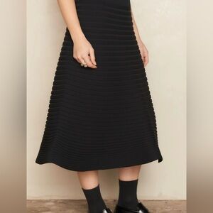 Pleats Please by Issey Miyake Black Horizontal Pleat Bounce Knit Skirt - OS